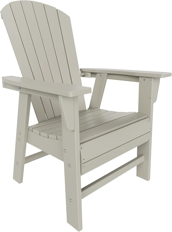 WestinTrends Dylan Adirondack Patio Dining Set for 6, All Weather Poly Lumber Outdoor Table and Chairs Set of 4, 71" Trestle Table and Adirondack Dining Chair with Dining Bench, Sand