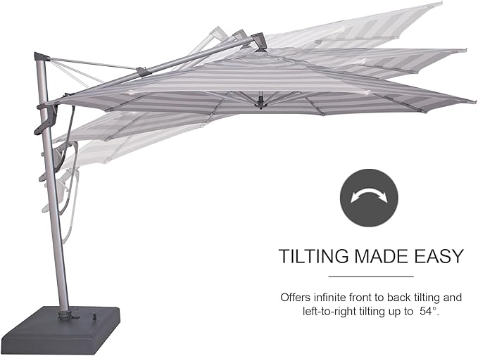 Treasure Garden AKZ PLUS Cantilever Umbrella 13' Sunbrella Black Canopy and Black Frame with Stationary Base