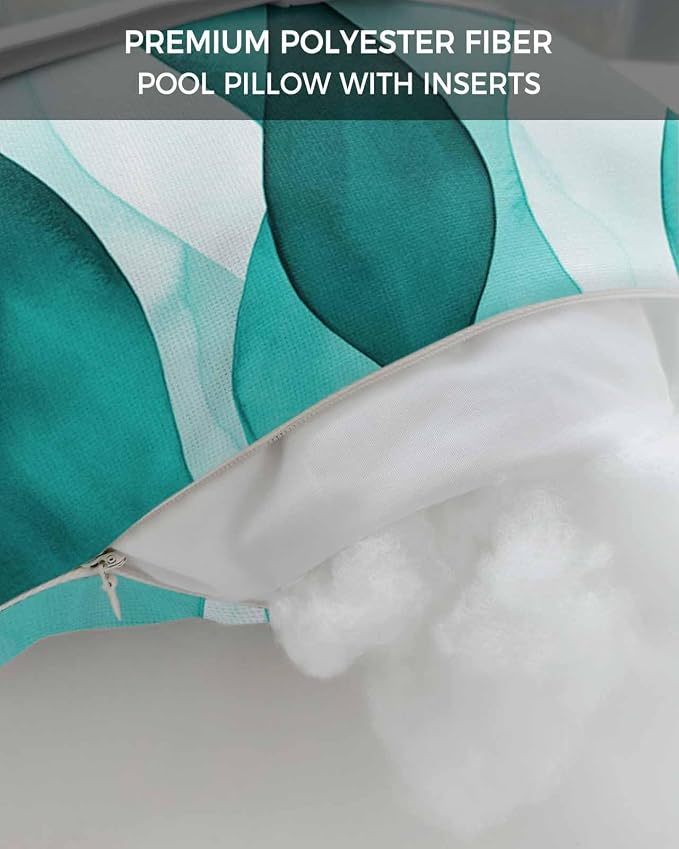 Outdoor Pillow for Chaise Lounge Chair Teal Green Gradient Ripples Outdoor Pillows Waterproof with Adjustable Strap Headrest Lumbar Pillows for Garden Patio Furniture 1 Pack 11" x 16"