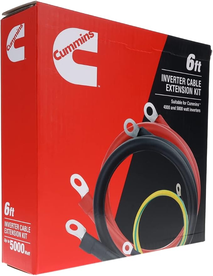 Cummins CMNIKT4 Installation Cable Kit for 4000 Watt and 5000 Watt Inverters 6ft Extension Cables with Ring Terminals