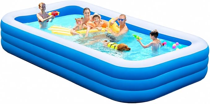 Large Inflatable Pool for Adults & Kids, 120" x 70" x 22" Blow Up Pool, Thickened Full-Sized Family Kiddie Pool for Outdoor Water Play & Summer Fun