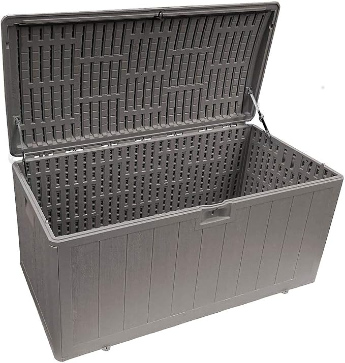 Plastic Development Group Outdoor Storage Deck Box, Soft Closure, 105 Gallon, Gray