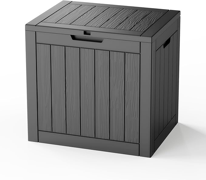 Resin Deck Box Outdoor Storage Box Waterproof for Patio Furniture,Outdoor Cushions,Garden Tools and Pool Supplies (Black, 35 Gallon)