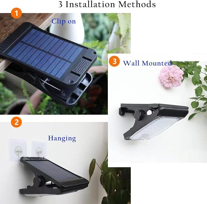 Solar Clip Lights Outdoor, Motion Sensor LED Clip On Lights, IP65 Waterproof Solar Powered Security Lights for Patio Fence Garage Yard Camping 6 Pack