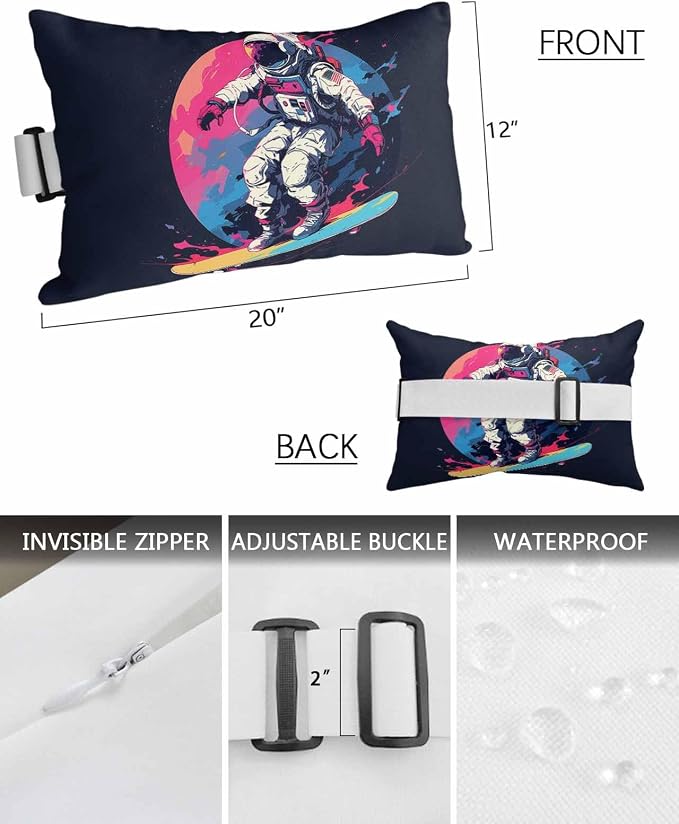 Pack of 2 Outdoor Lumbar Cushions with Inserts, Skateboarding Art Oil Painting Watercolor Waterproof Fluffy Fade Body Pillows, Patio Furniture Pillow for Home Balcony Garden Decor 12x20IN