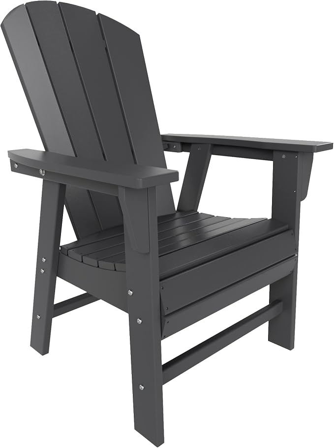 WestinTrends Malibu 7 Piece Adirondack Outdoor Dining Set, All Weather Poly Lumber Patio Table and Chairs Furniture Set, 71" Trestle Dining Table and 6 Adirondack Dining Chair, Gray