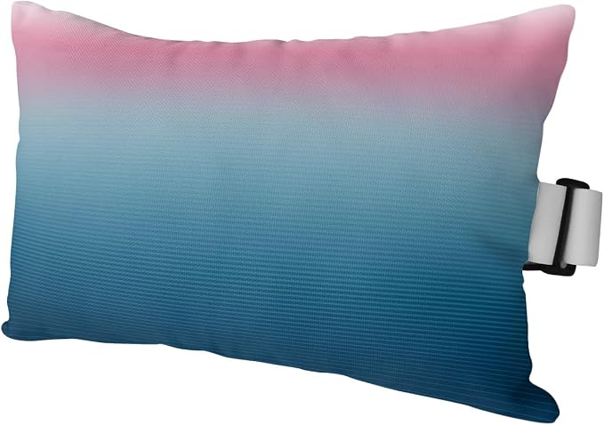 Outdoor Pillows Covers with Inserts Pink Blue Ombre Stripe Line Gradient Waterproof Recliner Pillow with Adjustable Strap Throw Pillows for Patio Furniture Pool Lounge Chair, 12x20 Inch, 1PCS