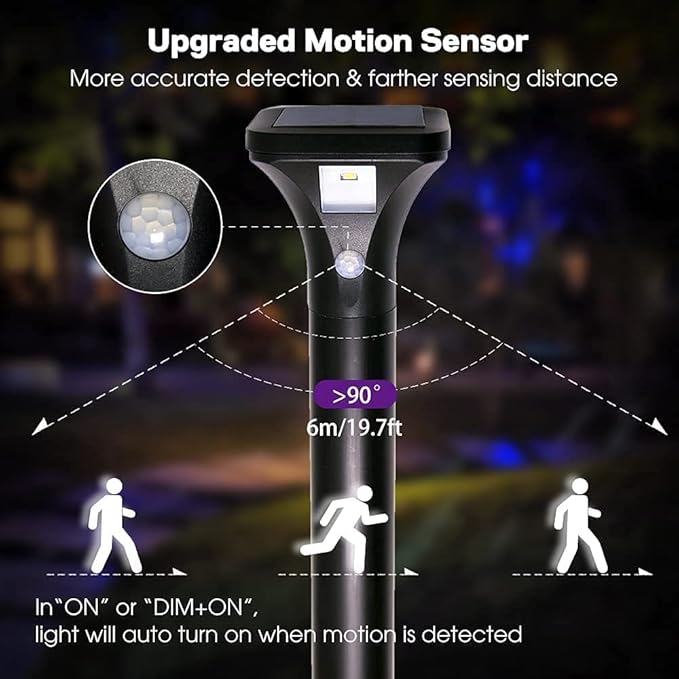 AURAXY Solar Outdoor Lights with Motion Sensor – Waterproof LED Pathway Lights for Yard, Garden, Walkway, Driveway – Auto On/Off, Easy Installation (8 Pack)