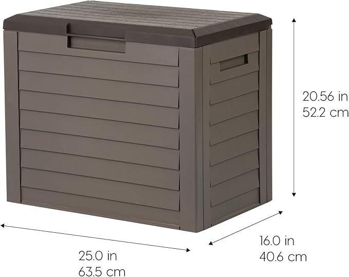 IRIS USA 35-Gallon Outdoor Deck Storage Box, Lockable & UV-Protected, Weather-Resistant Patio Storage for Cushions, Garden Tools & Packages, Waterproof Resin, Durable & Stylish Design - Brown