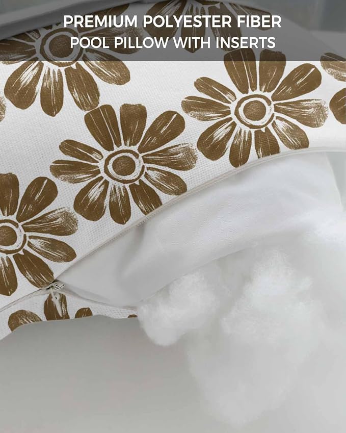Pack of 2 Outdoor Lumbar Cushions with Inserts, Retro Ethnic Flower Watercolor Pattern Waterproof Fluffy Fade Body Pillows, Patio Furniture Pillow for Home Balcony Garden Decor 12x20IN