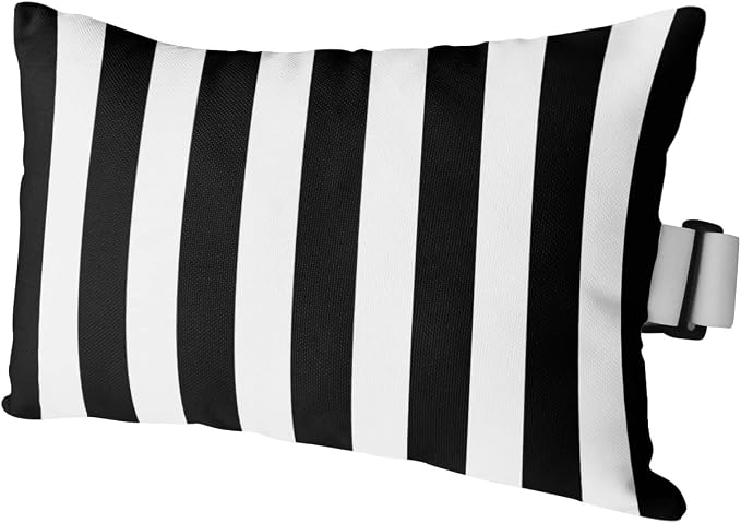 Chaise Lounge Head Resting Pillows, Simple Black and White Stripes Outdoor Waterproof Furniture with Insert and Adjustable Elastic Stripe Chaise Pillows for Recliner Beach Chair 11x16IN,1 Pcs