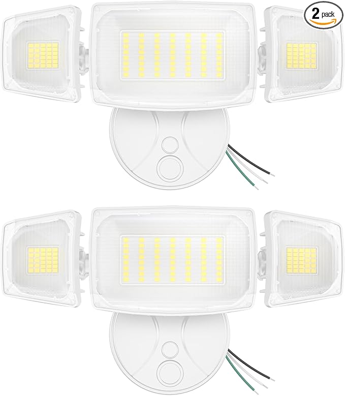 Olafus 80W Flood Lights Outdoor 2 Pack, Switch Controlled LED Security Lights 8000LM, 6500K Outside Floodlight, IP65 Waterproof Exterior Light Fixture for House, Yard, Garage, Wall/Eave Mount White