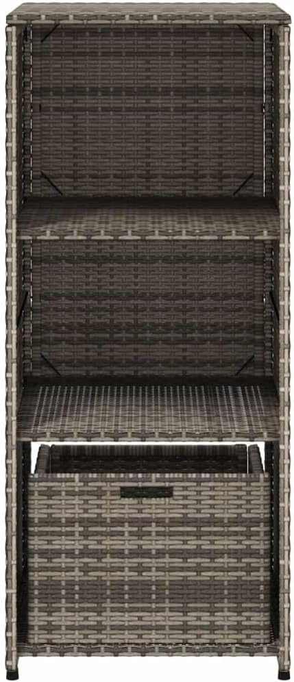 Grey PE Rattan Outdoor Storage Cabinet 21.7x19.7x45.3 in, Weather-Resistant Deck Box Adjustable Shelves for Cushions, Garden Patio Balcony Garage