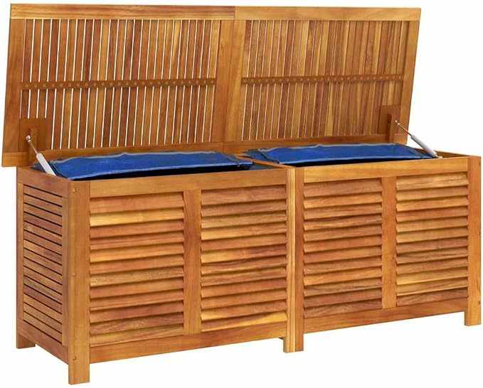 Garden Storage Box Natural Solid Acacia wood 59.1 x 19.7 x 22.0 in,Solid Acacia Wood Garden Storage Box for Outdoor Use – Rustic & Durable Storage Boxes