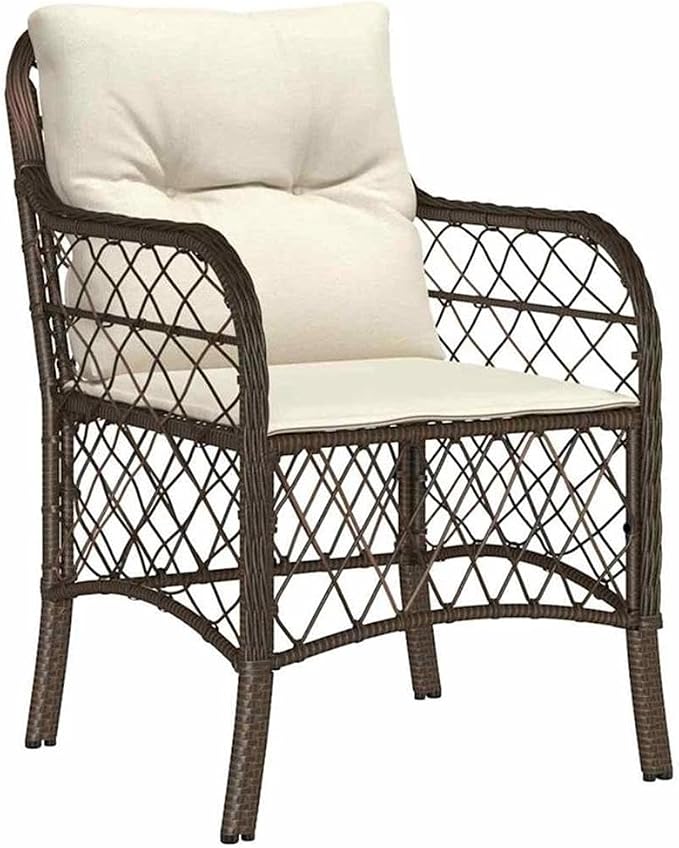 Afuera Living 7-Piece Poly Rattan Patio Dining Set, Black Finish with Cushions, Powder-Coated Steel Frame, Tempered Glass Tabletop, Weather-Resistant Outdoor Fabric, Seating for 6, Ideal for Garden