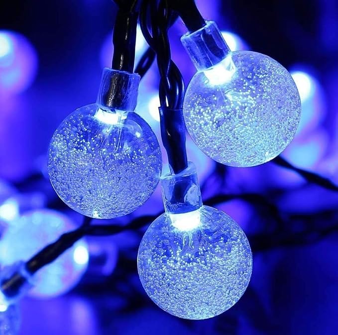 Toodour Solar String Lights Outdoor, 36ft 60 LED Globe String Light with 8 Mode, Waterproof Crystall Ball Lights Solar Patio Lights for Garden, Lawn, Patio, Gazebo, Yard, Outdoor Decor - Blue