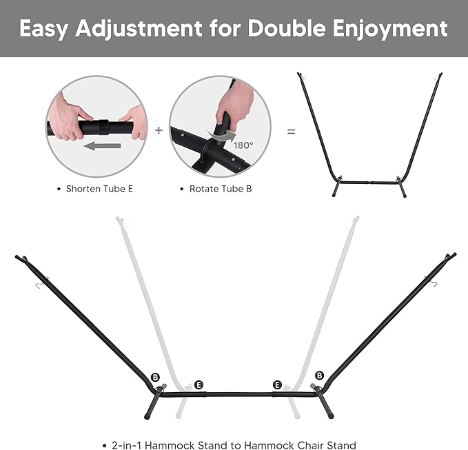 SUNCREAT 2-in-1 Convertible Portable Double Hammock with Stand Included, Outdoor Hammock and Stand, Patented, Sea Blue