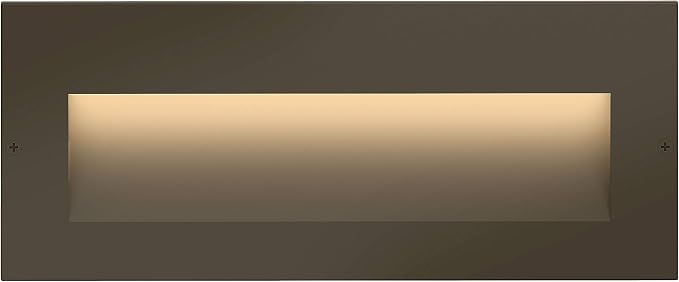 Hinkley Taper 1565BZ Wide Horizontal 12v Landscape Step Light, Aluminum, Low Voltage, Recessed Mount, Integrated LED, Safe for Wet Conditions, Bronze Finish with Etched Glass Lens | Recess Mount, Deck Light, Low Voltage, Landscape, Etched Glass, ADA, O...