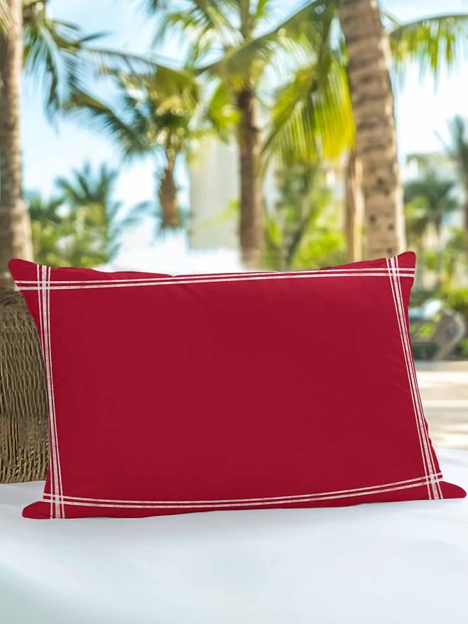 Vandarllin Waterproof Outdoor Pillow 1 Pack Red Decorative Throw Pillows Cover & Insert 20x12 Inch Lumbar Pillowcase Solid Color Pillows for Couch Sofa Bed Patio Furniture Indoor Outdoor