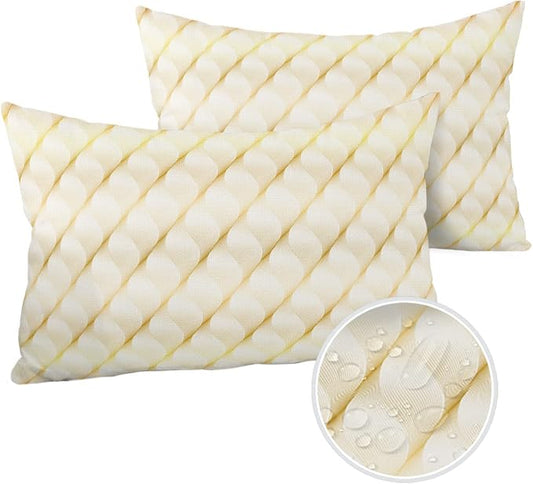 Prime Leader Outdoor Waterproof Pillow Covers Set of 2, Retro Gradient Yellow Abstract Geometric Patio Throw Pillow Covers, Decorative Cushion Case for Couch Sofa Furniture Garden, 20x12 Inch