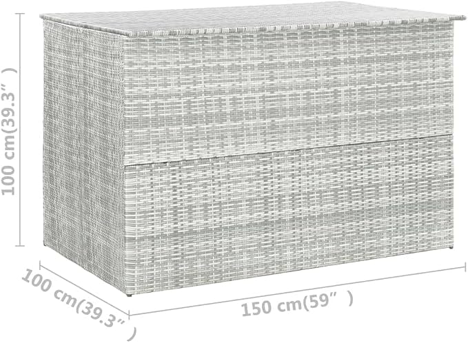 Patio Storage Box,deck box bench,deck box,outdoor storage box,patio furniture, for Patio, Lawn, Backyard, Outdoor, Light Gray 59.1"x39.4"x39.4" Poly Rattan