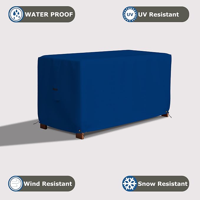 Covers & All Patio Deck Box Cover - Heavy Duty 18 Oz Waterproof Outdoor Yard Cushion Storage Box Protection 100% Weather Resistant with Air Pockets and Drawstring. (52" W X 27" D X 27" H, Blue)