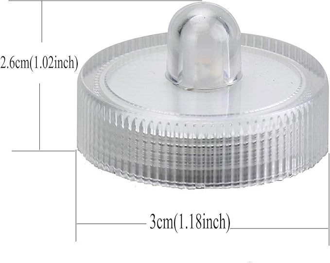 Bright LED Battery Operated Flameless Tea Light, Submersible Tea Candle Waterproof Decorations Underwater Vase Light for Party & Wedding, Pack of 12, Clear White