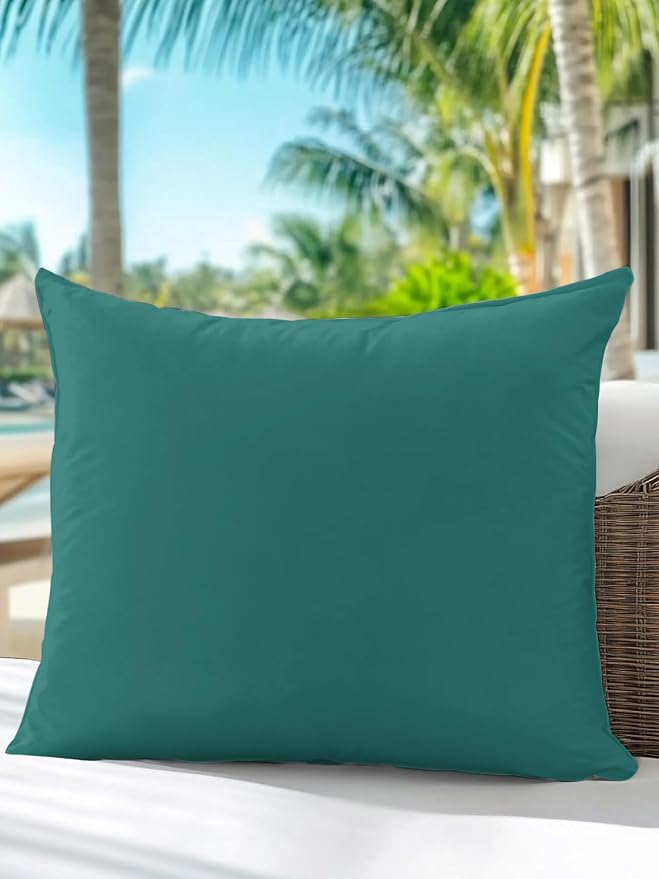 Waterproof Outdoor Pillow 1 Pack Solid Color Decorative Throw Pillows Cover & Insert 16x16 Inch Pillowcase Dark Green Vintage Square Pillows for Couch Sofa Bed Patio Furniture Indoor Outdoor