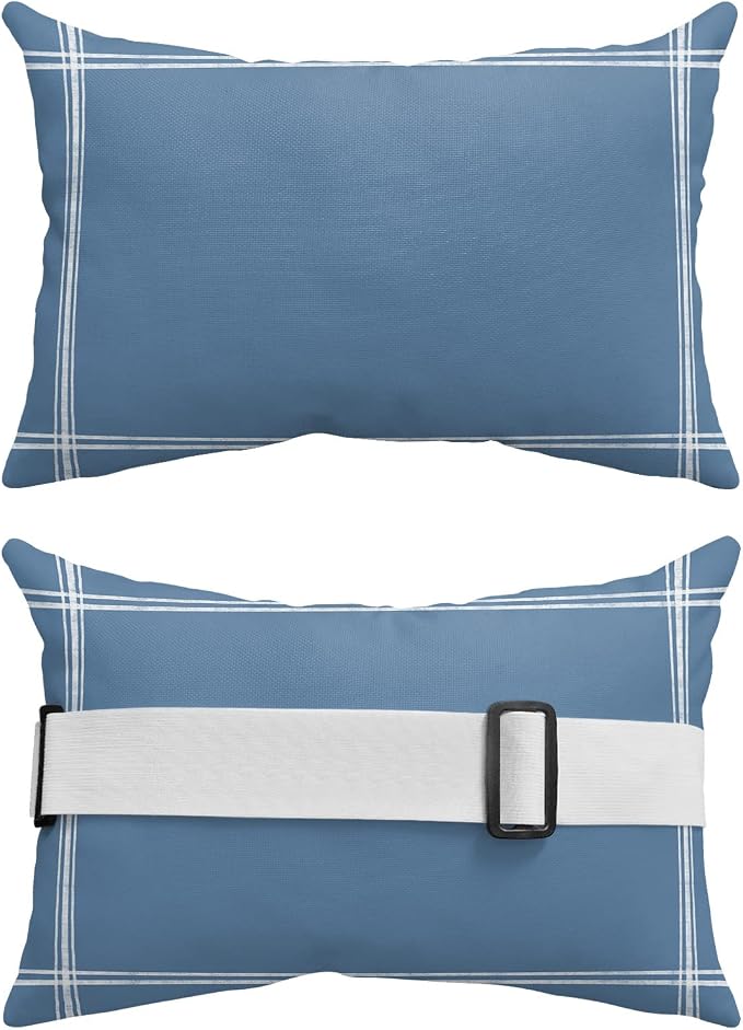 Outdoor Pillows Covers with Inserts Solid Color RoyalBlue Waterproof Recliner Pillow with Adjustable Strap Throw Pillows for Patio Furniture Pool Lounge Chair, 11x16 inch, 1PCS