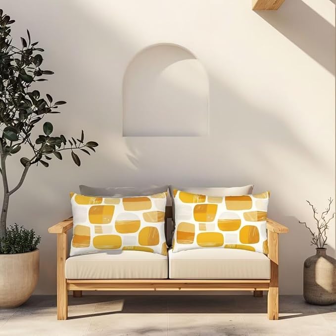 Outdoor Pillows Waterproof Set of 2 Outdoor Pillow Covers 20x28 Inch, Orange Throw Pillows Modern Pillow Covers, Summer Garden Decorative Pillows Outdoor Pillows for Patio Furniture Home Decor -hs307
