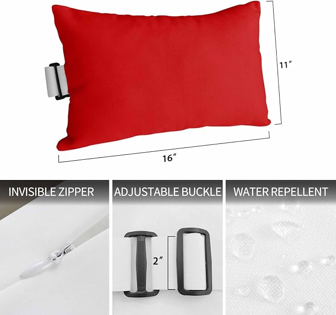 Christmas Red Outdoor Lumbar Pillow 12x20 Inch, Farmhouse Solid Red Color Modern Art Waterproof Throw Pillow Covers with Insert, Decorative Headrest Pillows for Office Car Travel