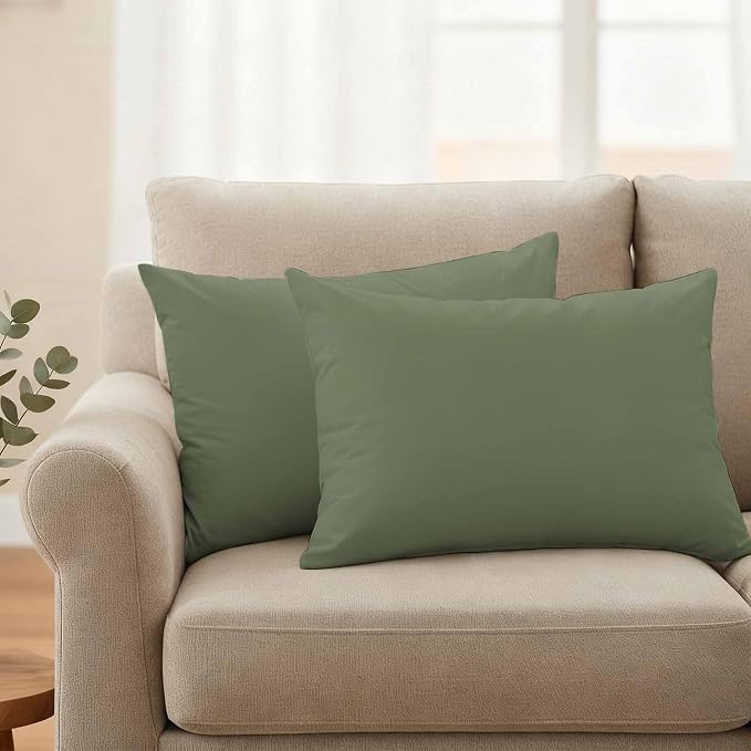 Lumbar Pillow Covers 20x12 Inch Set of 2, Green Solid Color Waterproof Outdoor Pillow Covers, Aesthetics Contemporary Luxury Decorative Cushion Pillowcases for Couch, Sofa, Bed, Garden, Patio