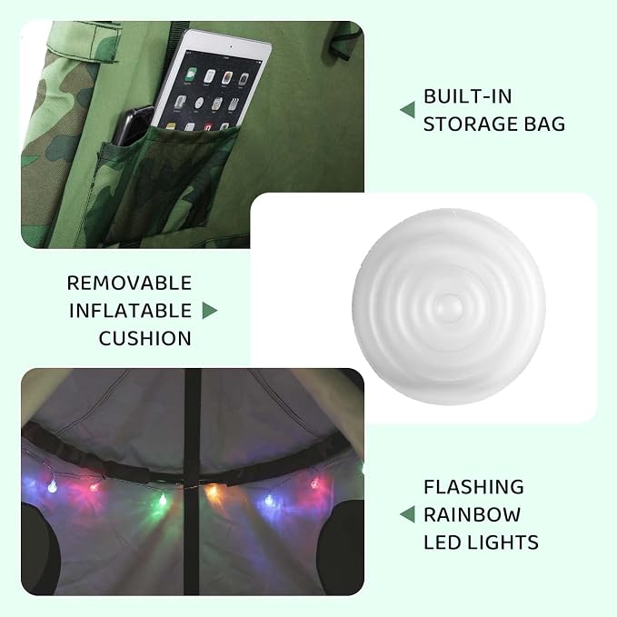 TLSUNNY Hanging Tree Tent for Kids Adults, Hanging Tents Indoor Outdoor 45 H x 44 Diam, Portable Waterproof Play Tent w/LED Lights String, Tree House Swing Pod, Hangout Huggle pod Ceiling Hammock