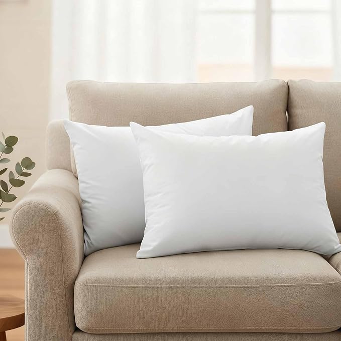 White Waterproof Outdoor Pillow Covers 20''x12'' Set of 2, Modern Simple Patio Furniture White Cushion Covers for Chairs, Decorative Solid Color Pillow Cases for Garden/Pool/Beach