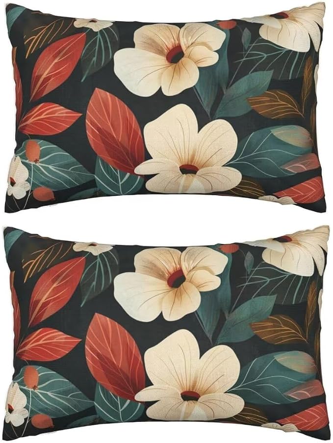 Throw Pillow Covers 16x28 Inch Pillow Covers Set of 2 Couch Pillows for Living Room, Flower Throw Pillows, Soft Accent Pillows Rectangular Decorative Pillows for Bed Sofa Farmhouse Decor, Plant J341