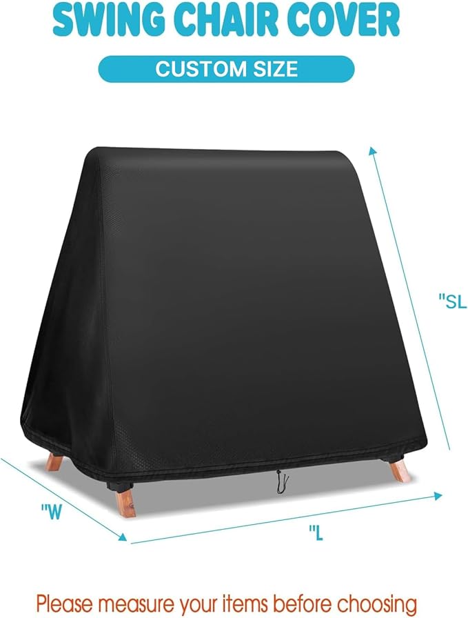 Swing Cover,500D Waterproof Outdoor Swings Covers,Shield for A Frame Patio Porch Swings with Drawstring and Buckles(80" Lx54 Wx72 SL,Black)