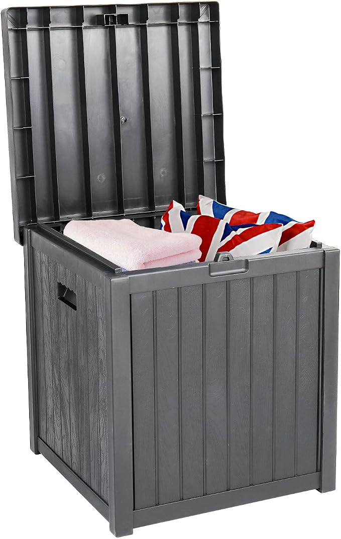 Outdoor Storage Box, 51 Gallon Deck Box Indoor and Outdoor Use, Waterproof Resin Storage Bin for Patio Cushions, Gardening Tools (Gray)