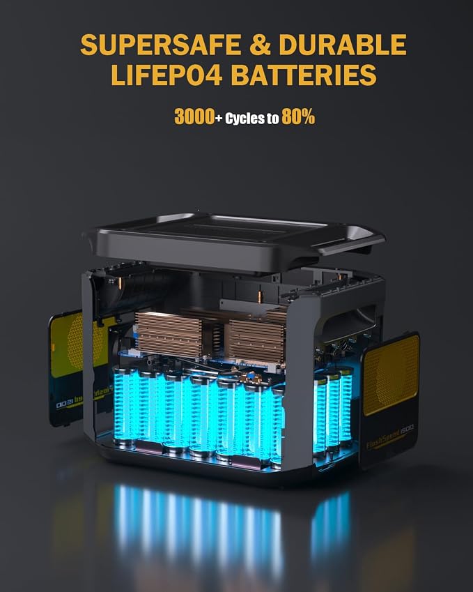 VTOMAN FlashSpeed 1500 Portable Power Station, 1548Wh 1Hour Fast Charge LFP Battery Solar Generator 1500W (3000W Peak) For Vehicle Jump Start Outdoor Camping Off-grid Power Outage