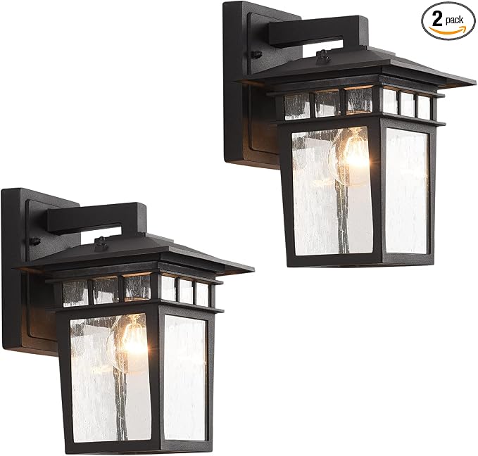 Outdoor Wall Lantern 2 Pack Exterior Light Fixtures Wall Mount Black