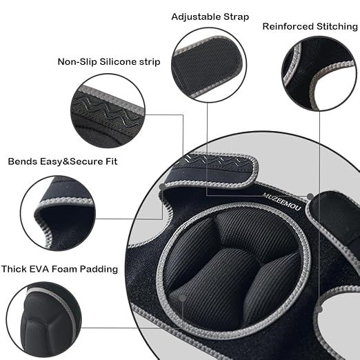 Knee Pads for Gardening,Flooring - Thick EVA Foam Cushion, Non-Slip Silicone & Adjustable Straps (S/M/L), Breathable Unisex Garden Kneeling Pad with Extended Comfort