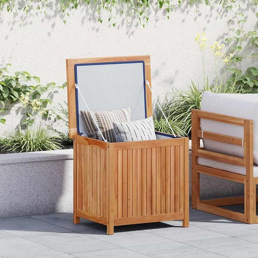Wood Deck Box, Garden Backyard Storage Container for Patio Furniture Cushions and Gardening Tools, 23.6"x19.7"x22.8",-711