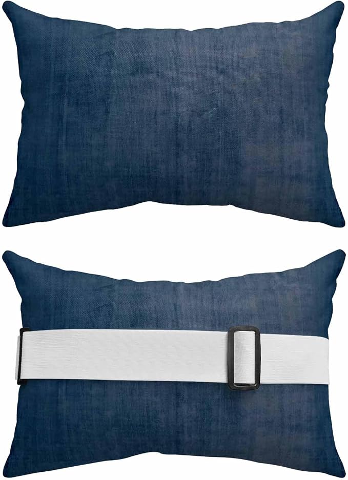Outdoor Lumbar Pillows 11x16 Set of 2, Vintage Navy Blue Waterproof Throw Pillow Covers with Insert, Modern Abstract Retro Art Decorative Pillowcase Cushion for Couch Sofa Bed