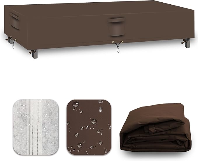 Heavy Duty Patio Furniture Covers Waterproof, 600D Outdoor Furniture Cover Waterproof for Sectional Sofa Couch, Outdoor Dining Table and Chair Set Covers 138''L x 86''W x 28''H, Brown
