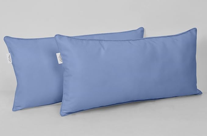 Indoor/Outdoor Polyester Fabric Lumbar Pillow Cover, All-Weather Waterproof Rectangular Cushion Case for Patio Furniture, 12 x 20 Set of 2 -Purple