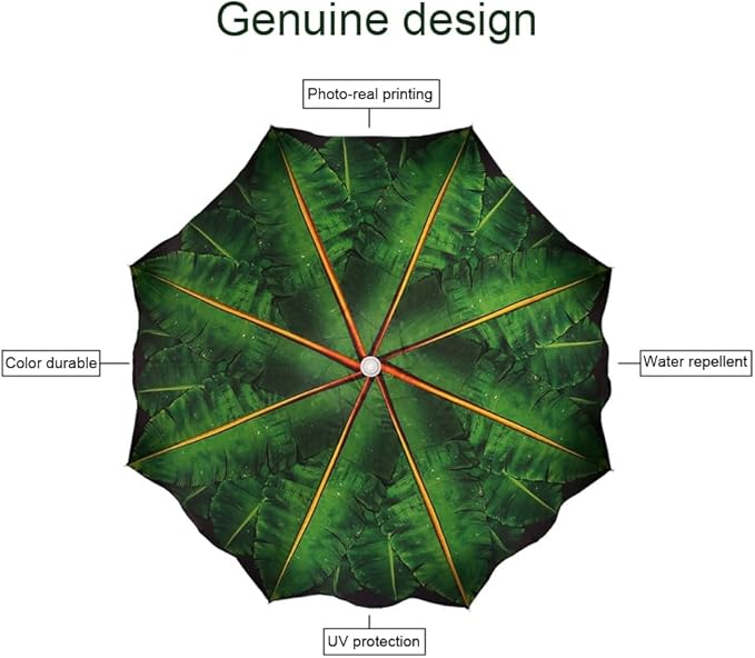 Sand Anchor 6.5 ft. Beach Umbrella with Tilt and Height Adjustable Connector UV Protection UPF 50+ (Banana Leaf).