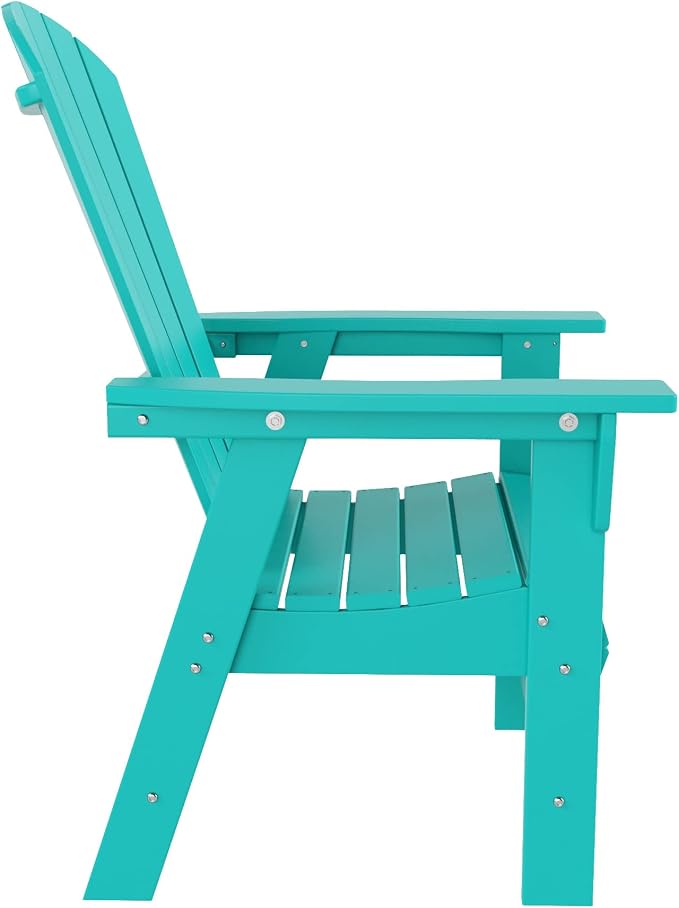 WestinTrends Dylan Adirondack Patio Dining Set for 6, All Weather Poly Lumber Outdoor Table and Chairs Set of 4, 71" Trestle Table and Adirondack Dining Chair with Dining Bench, Turquoise