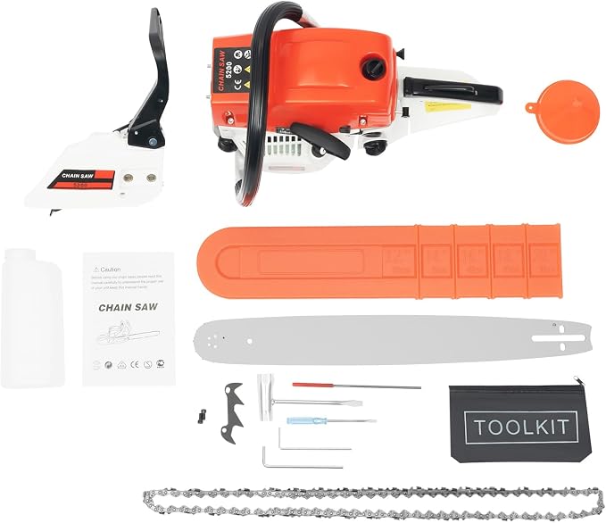 Gasoline Chainsaw,Professional 52cc Gasoline Chainsaw,20 In Cordless Handheld Petrol Chain Saw,2-Stroke 2.0kw Gas Powered Chainsaw with Low Kickback Chain,for Wood Cutting Garden Landscaping