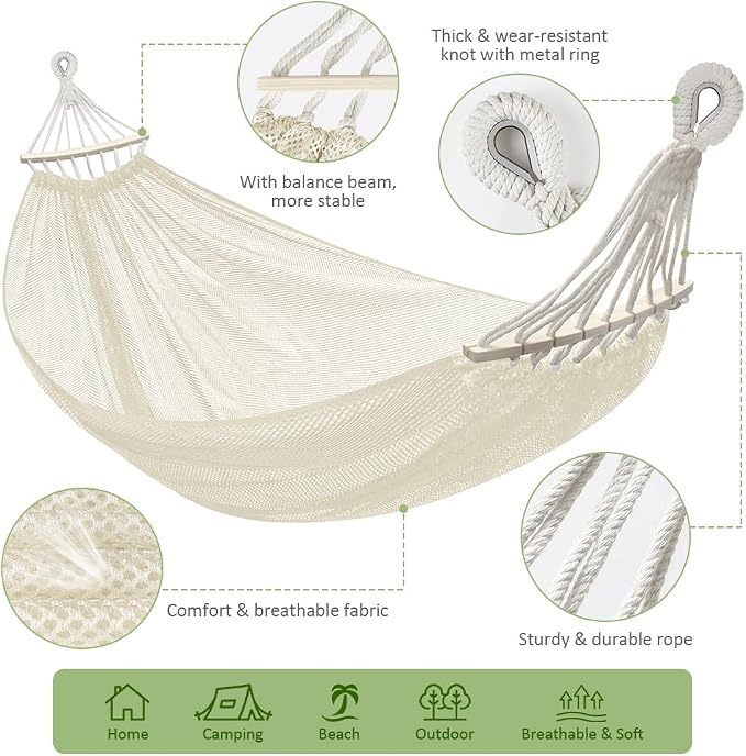 Outerman Camping Hammock,290 * 150cm(Max 550lb) Breathable Durable Portable Hammocks with Accessories, Perfect for Outdoor/Indoor Patio Backyard etc.