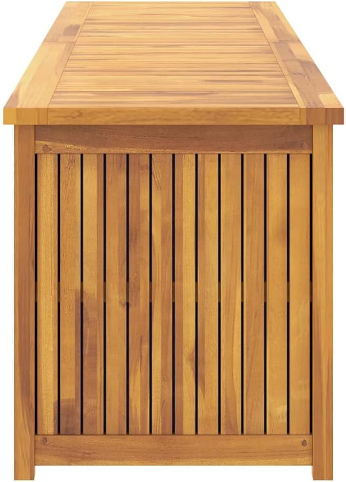 Garden Box Natural Solid Teak Wood 78.7x19.7x21.7 Inch Large Outdoor Storage Chest, Rectangular Wood Deck Box for Patio Garden Tools and Garage Organization