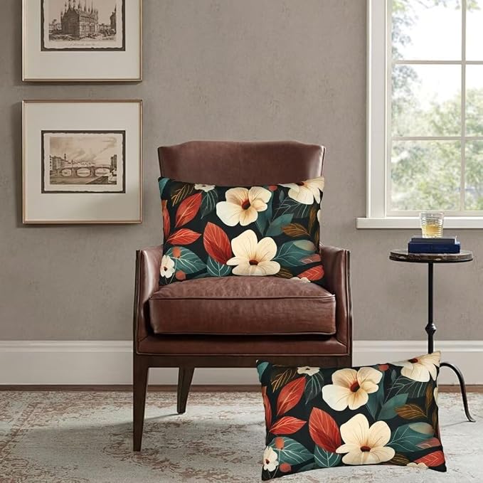 Outdoor Pillows Flower Pillow Covers 28x35 Inch Set of 2 Throw Pillow Covers, Plant Throw Pillows, Rectangular Lumbar Pillows Cushion Covers Decorative Pillows for Couch Garden Patio Furniture J341